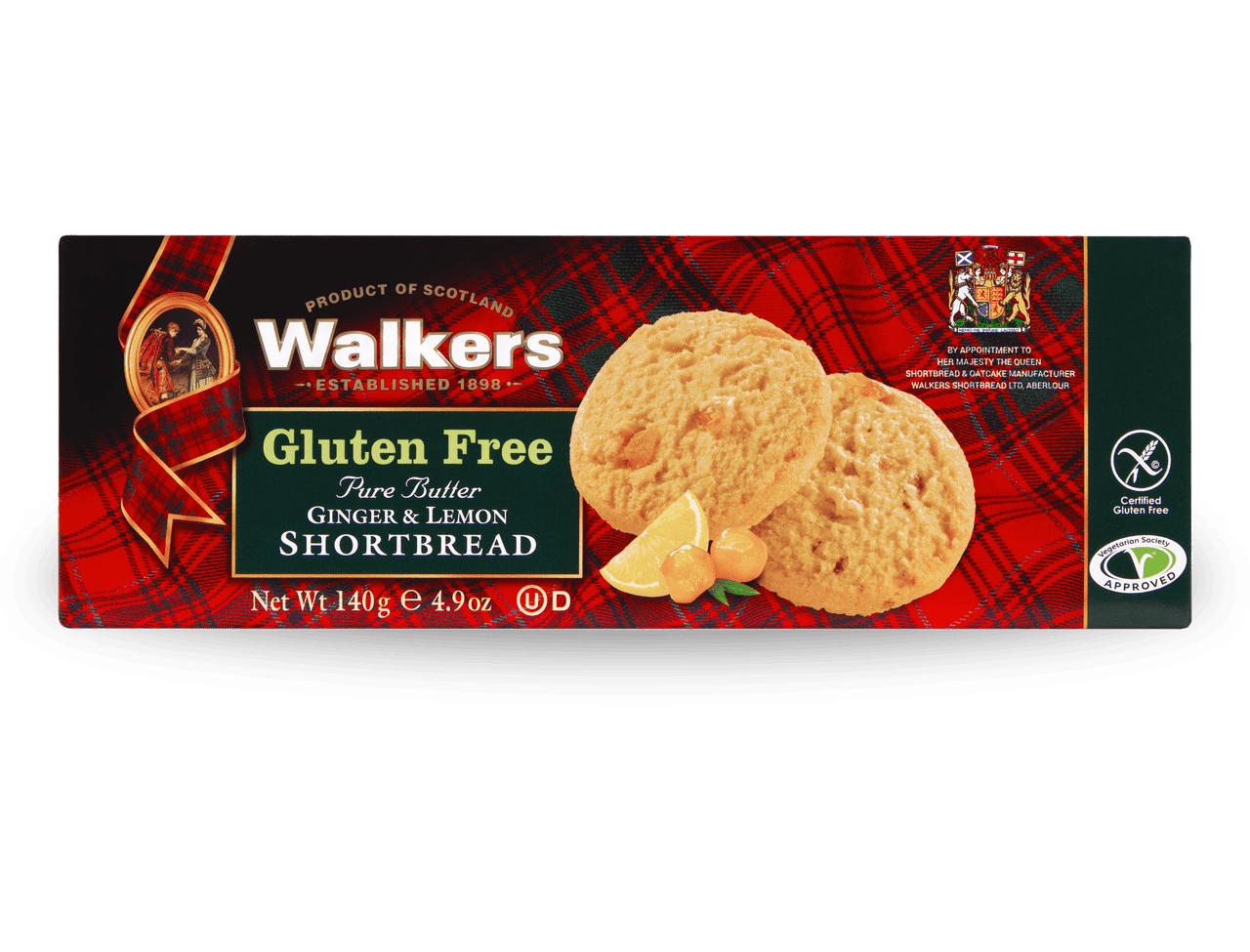 WALKERS Gluten Free Ginger & Lemon Shortbread Superwafer Online Supermarket