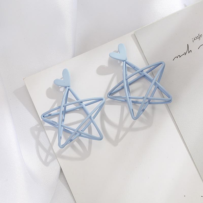 studs-baby-blue-color-hollow-star-drop-earrings